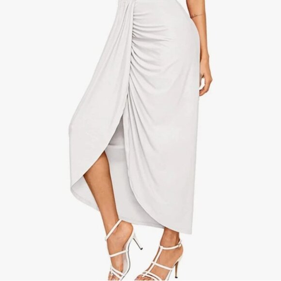 LAST CALL//Draped Maxi Skirt in White by Shein NWOT Size XL - Picture 3 of 12